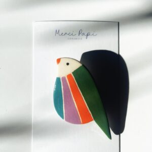 broche multicolore oiseau