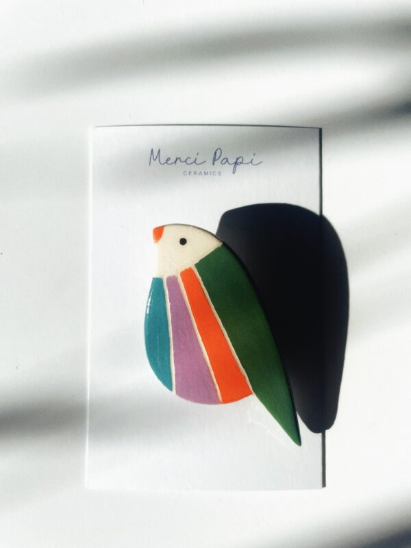 broche multicolore oiseau