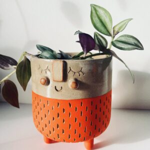 Cache pot orange en céramique